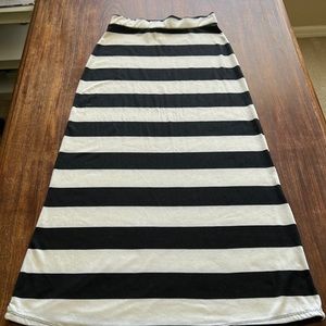 Black and white stripe skirt with elastic waist size S.